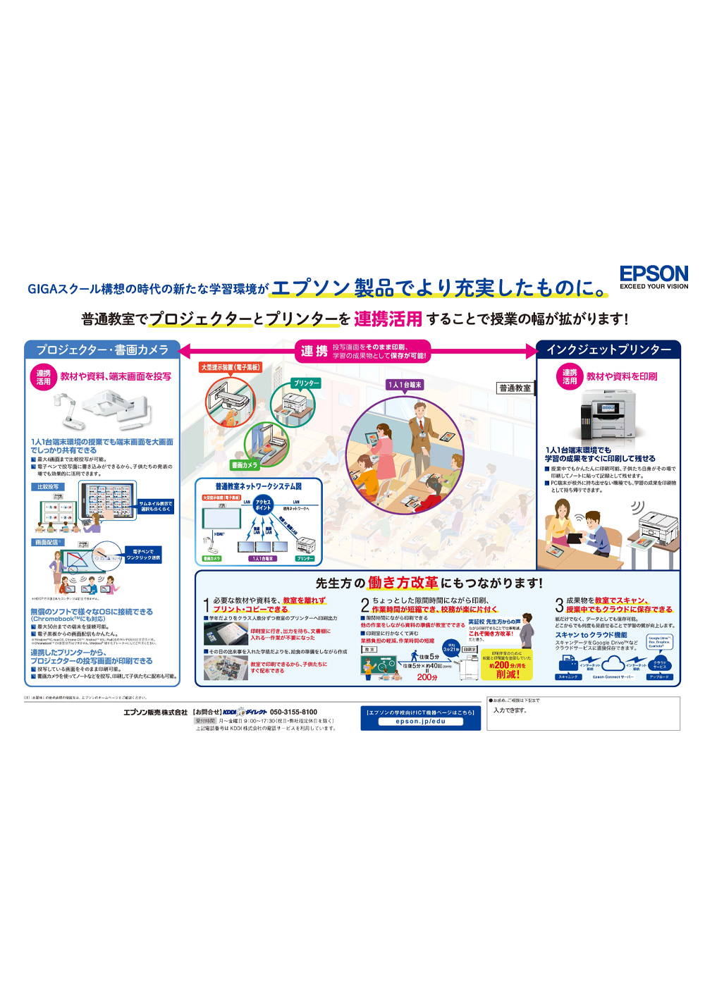 GIGAスクール構想　プロジェクター連携活用チラシ