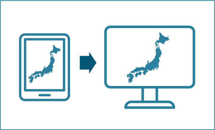 教員用タブレットの画面と音声を大型提示装置に無線でリアルタイムに投影