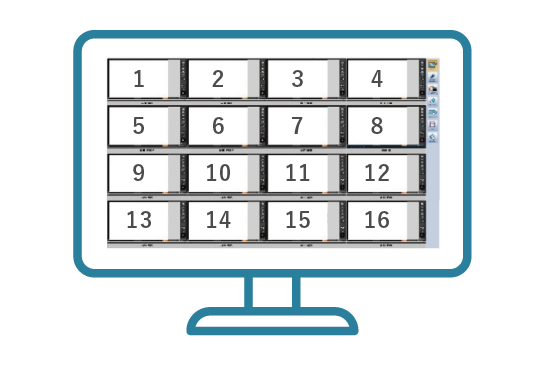 児童・生徒のタブレット画面を最大16分割で表示