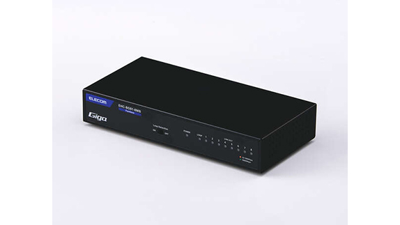 電源を内蔵した金属筐体のGiga対応8ポートスイッチ