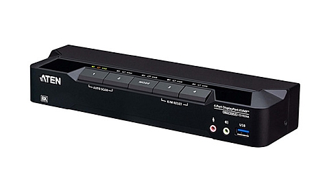 4台のPCを1組のデバイスで操作できるKVMPスイッチ